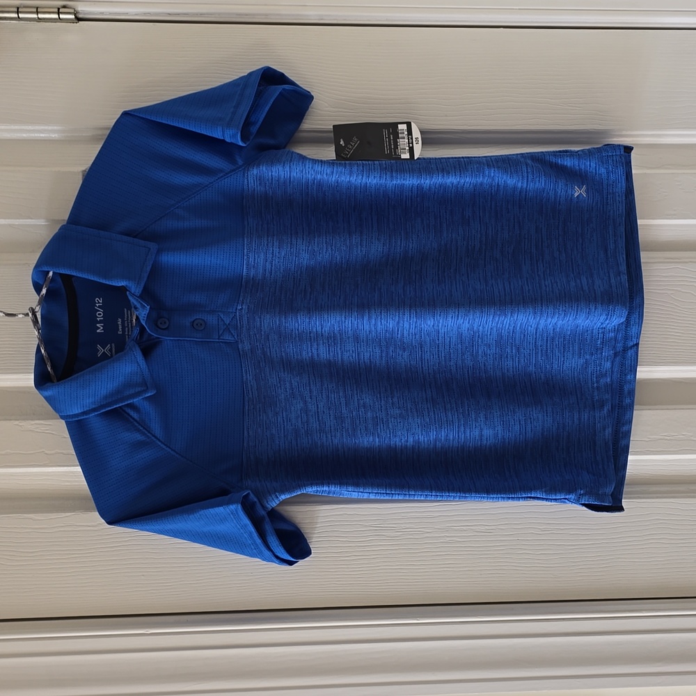 XERSION BOYS BLUE 3 BUTTON POLO SIZE MEDIUM 10/12